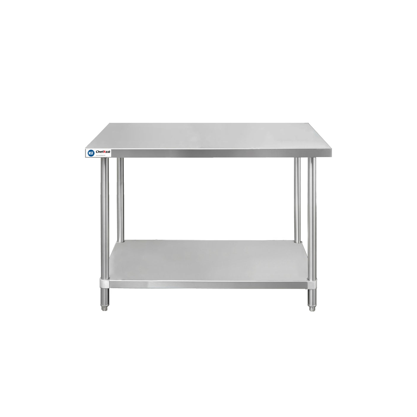 ChefAsst 30" x 48" CA-WTSS-3048-316 16-Gauge 304 Stainless Steel Commercial Work Table with 304 Stainless Steel Legs and Undershelf