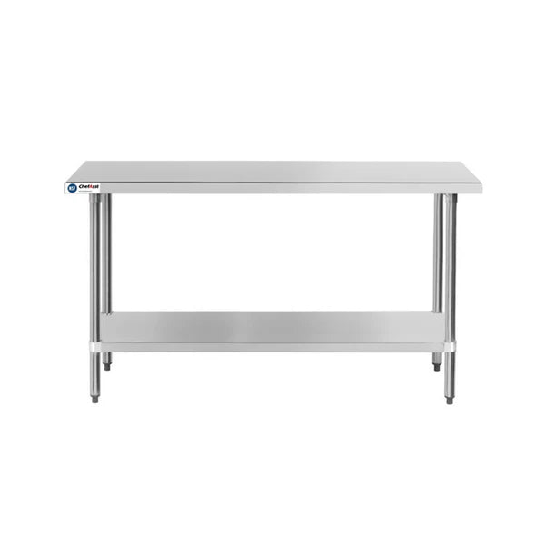 ChefAsst 30" x 60" CA-WTS-3060-418 18-Gauge 430 Stainless Steel Commercial Work Table with Galvanized Legs and Undershelf