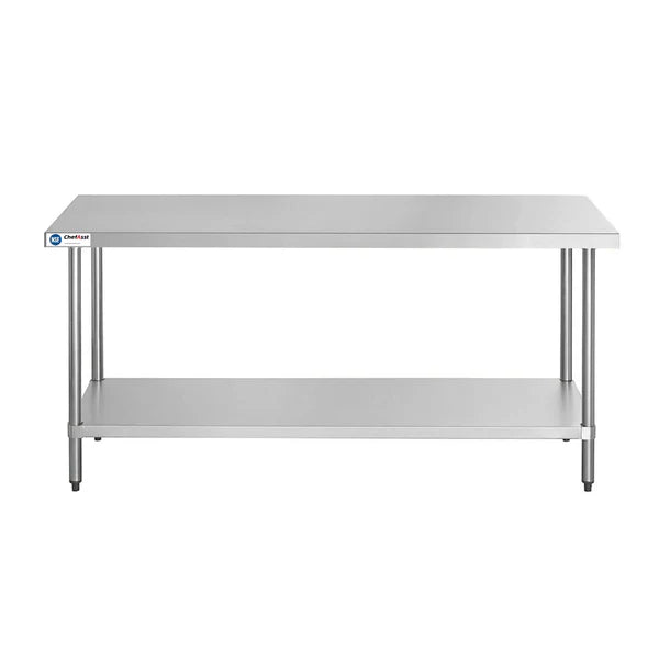 ChefAsst 30" x 72" CA-WTS-3072-418 18-Gauge 430 Stainless Steel Commercial Work Table with Galvanized Legs and Undershelf