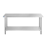 ChefAsst 30" x 72" CA-WTSS-3072-418 18-Gauge 430 Stainless Steel Commercial Work Table with 430 Stainless Steel Legs and Undershelf