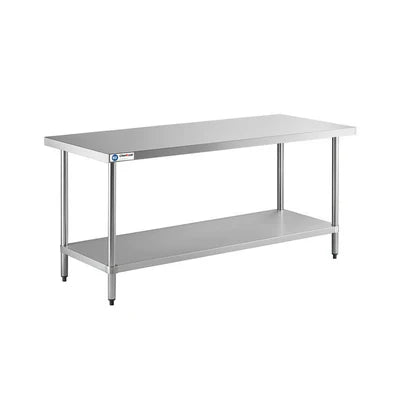 ChefAsst 30" x 72" CA-WTSS-3072-418 18-Gauge 430 Stainless Steel Commercial Work Table with 430 Stainless Steel Legs and Undershelf