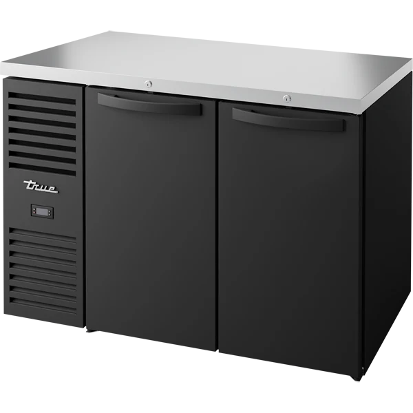 True TBR48-RISZ1-L-B-SS-1 48 inch black solid door back bar refrigerator