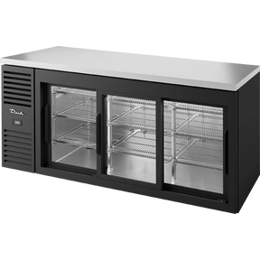 True TBR72-RISZ1-L-B-111-1 72" 3 Sliding Glass Door Back Bar Refrigerator