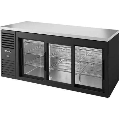 True TBR72-RISZ1-L-B-111-1 72" 3 Sliding Glass Door Back Bar Refrigerator