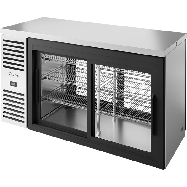 True TBR60-PTSZ1-L-S-11-11-1 60" 4 Sliding Glass Door Back Bar Refrigerator