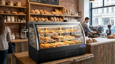 Chumart CMT-48DC 47 1/4" Black Curved Glass Refrigerated Deli Case