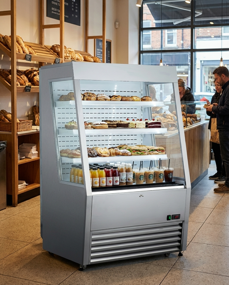 Polarman PLM-R390LS 36" Vertical Air Curtain Merchandiser, Stainless Steel, with 3 Shelves