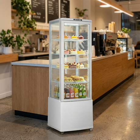 Polarman PLM-R215L-3 22″ 4-Sided White Glass Refrigerated Display Case
