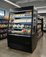 Polarman PLM-R390LSB 36" Black Vertical Air Curtain Merchandiser with 3 Shelves