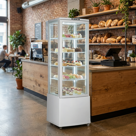 Polarman PLM-R215L-3 22″ 4-Sided White Glass Refrigerated Display Case