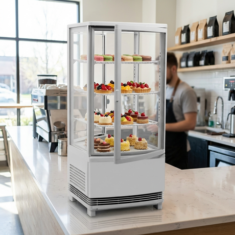 Polarman PLM-R78L(1R) 17″ Countertop 4-Sided White Glass Refrigerated Display Case