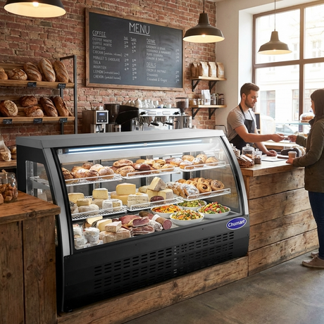Chumart CMT-48DC 47 1/4" Black Curved Glass Refrigerated Deli Case