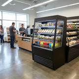 Polarman PLM-R390LSB 36" Black Vertical Air Curtain Merchandiser with 3 Shelves