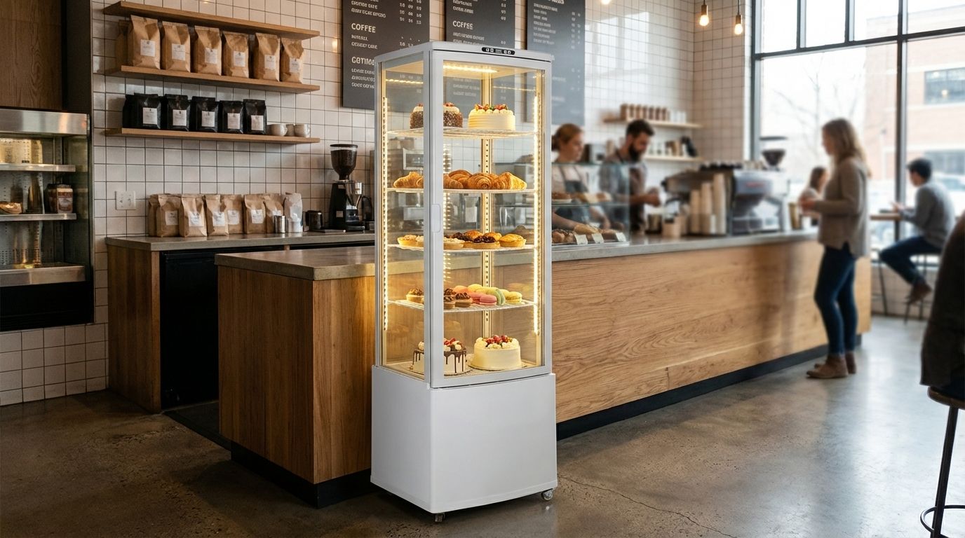 Polarman PLM-R215L-3 22″ 4-Sided White Glass Refrigerated Display Case