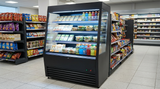 Polarman PLM-R390LSB 36" Black Vertical Air Curtain Merchandiser with 3 Shelves