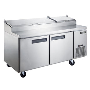 Dukers DPP70-9-S2 70" Pizza Prep Table with Two Solid Doors, 9-Pan, 17.58 Cu.Ft.