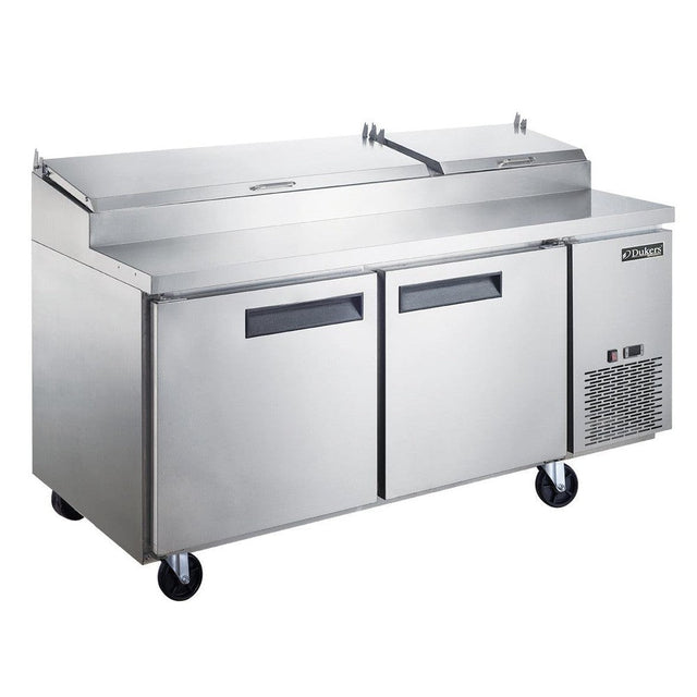 Dukers DPP70-9-S2 70" Pizza Prep Table with Two Solid Doors, 9-Pan, 17.58 Cu.Ft.