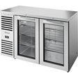 True TBR52-RISZ1-L-S-GG-1 52 inch stainless glass swing door back bar refrigerator