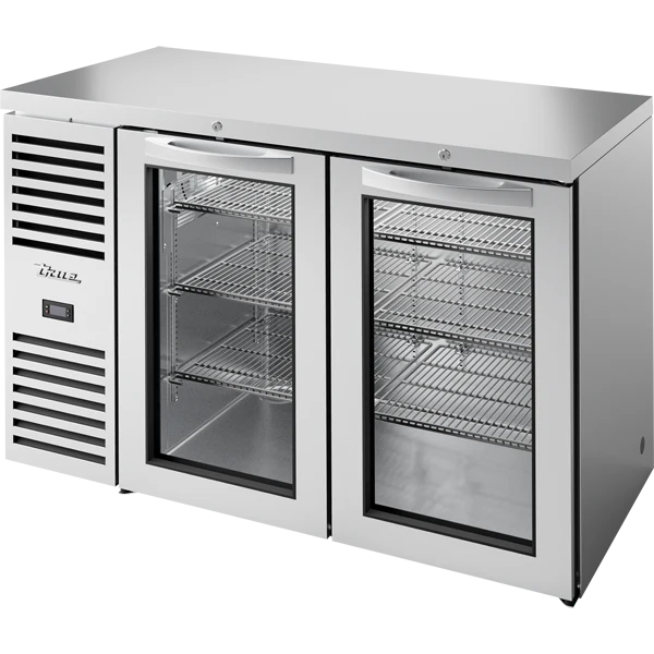 True TBR52-RISZ1-L-S-GG-1 52 inch stainless glass swing door back bar refrigerator