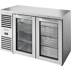 True TBR52-RISZ1-L-S-GG-1 52 inch stainless glass swing door back bar refrigerator