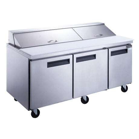 Dukers DSP72-18-S3 72-inch Sandwich/Salad Prep Table with Three Solid Doors, 18-Pan, 17.58 Cu.Ft.