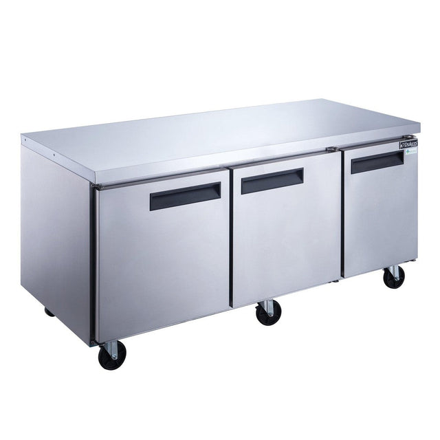 Dukers DUC72F 72 1/8" Undercounter Freezer with Three Solid Full Doors, 18.96 Cu.Ft.