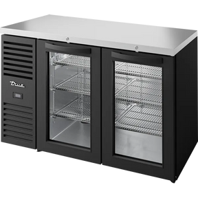 True TBR52-RISZ1-L-B-GG-1 52 inch black glass swing door back bar refrigerator