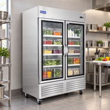 Polarman PLM-54RGS 53 15/16" Reach-In Refrigerator with Double Glass Doors with LED Lighting, Bottom Mount, Stainless Steel, 49 cu. ft.