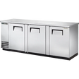 True TBB-4-S-HC 90 3/8" Stainless Steel 3 Solid Door Back Bar Refrigerator