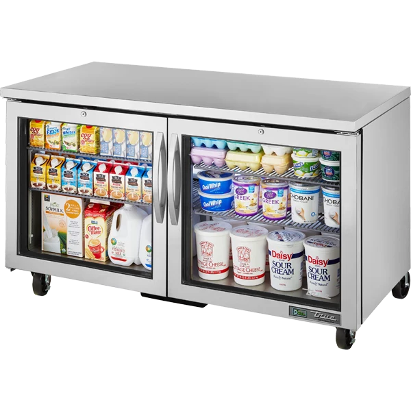 True TUC-60G-HC 60 3/8 inch Undercounter Refrigerator with Glass Doors