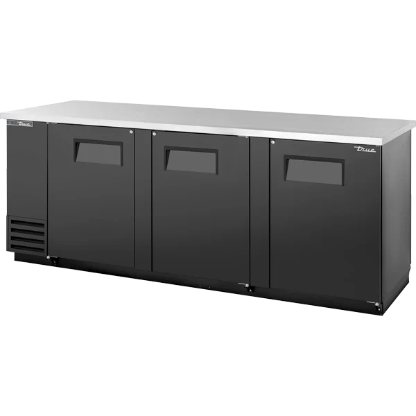 True TBB-4PT-HC 90 5/16" 3 Solid Door Pass-Thru Back Bar Refrigerator