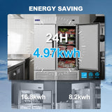 54" W Commercial Freezer with 2 door Stainless Steel 49 Cu. Ft Reach-in Freezer Auto-Defrost Fan Cooling Freezer for Restaurant, Commercial Kitchen, Shop, ETL Certification -10℉[B0D4DFCXZW]