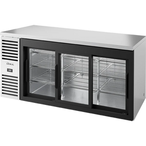 True TBR72-RISZ1-L-S-111-1 72" 3 Sliding Glass Door Back Bar Refrigerator