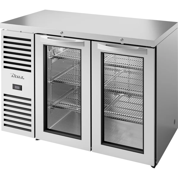 True TBR48-RISZ1-L-S-GG-1 48 inch stainless glass swing door back bar refrigerator