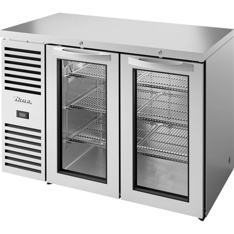 True TBR48-RISZ1-L-S-GG-1 48 inch stainless glass swing door back bar refrigerator