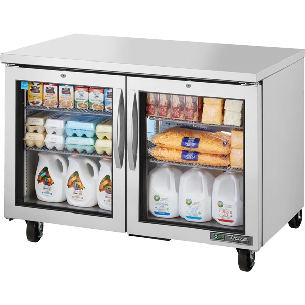 True TUC-48G-HC 48 3/8 inch Undercounter Refrigerator with Glass Doors