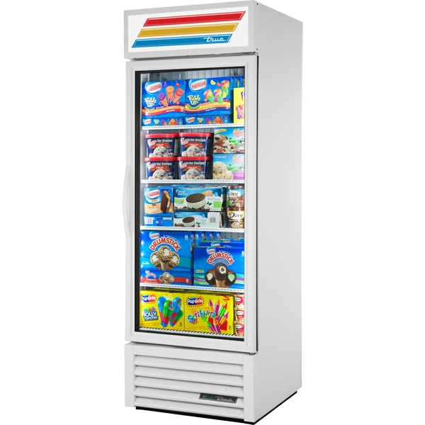 True GDM-23F-HC~TSL01 White Glass Door Merchandiser Freezer