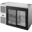 True TBR48-RISZ1-L-S-11-1 48 inch stainless glass slide door back bar refrigerator