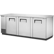 True TBB-4PT-S-HC 90 5/16" Stainless Steel 3 Solid Door Pass-Thru Back Bar Refrigerator
