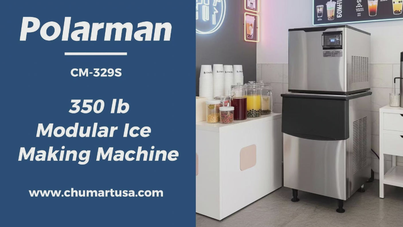 Polarman PLM-329 22" Air-Cooled Cube 350 lb Ice Machine with 275 lb Bin