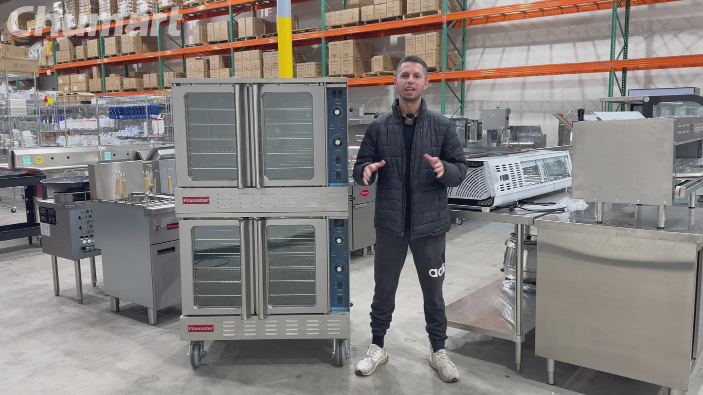 Flamaster FLM-COG-2 38" Double Deck Gas Convection Oven, NG/LPG, 10 Racks, 108,000 BTU