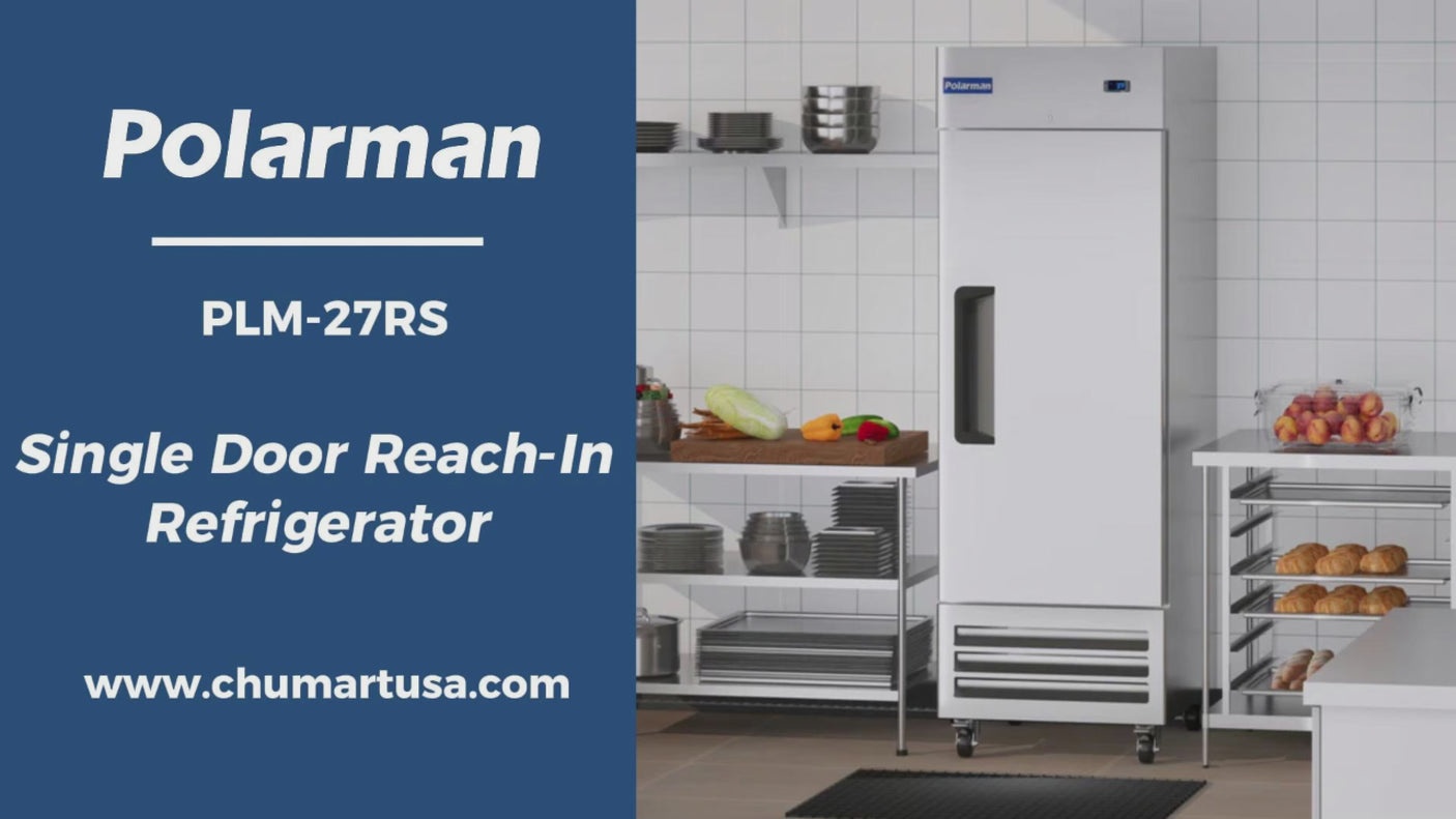 Polarman PLM-27RS 26 3/4" Reach-In Refrigerator with Single Solid Door, Bottom Mount, Stainless Steel, 23 cu. ft.