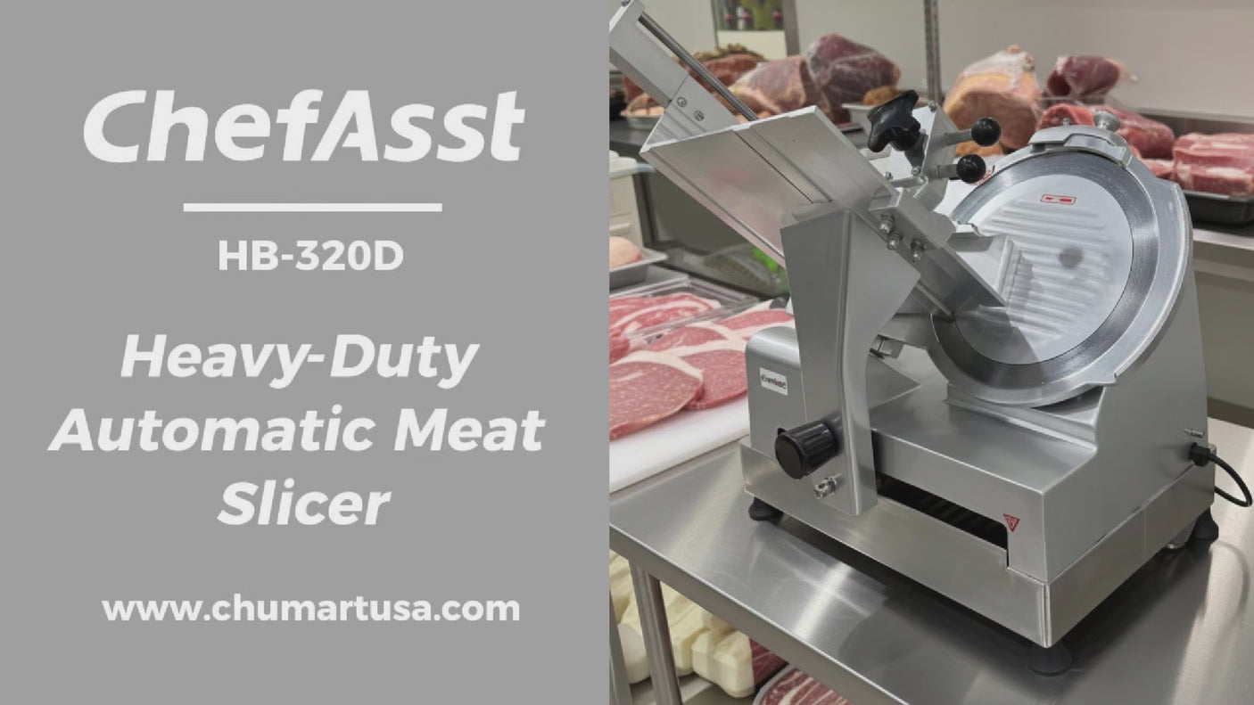 ChefAsst HB-320D Heavy-Duty Automatic Meat Slicer with 12.6" Stainless Steel Blade