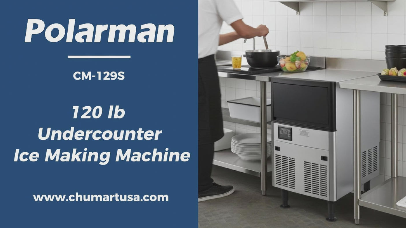 Polarman PLM-129S 20" Air-Cooled Cube 120 lb Undercounter Ice Machine with 40 lb Bin
