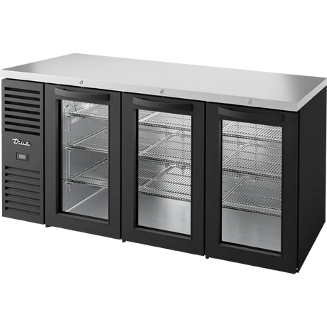True TBR72-RISZ1-L-B-GGG-1 72" 3 Glass Door Back Bar Refrigerator