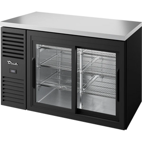 True TBR52-RISZ1-L-B-11-1 52 inch black glass slide door back bar refrigerator