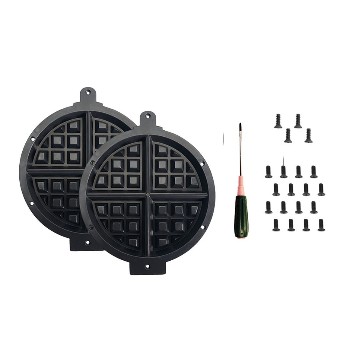 Waring Commercial WW180XRP Replacement Belgian waffle plate set with screws and screwdriver for WW180X