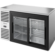 True TBR52-RISZ1-L-S-11-1 52 inch stainless glass slide door back bar refrigerator