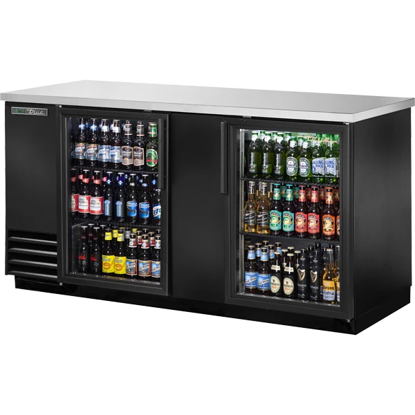 True TBB-3G-HC-LD 69 1/8" 2 Glass Door Back Bar Refrigerator