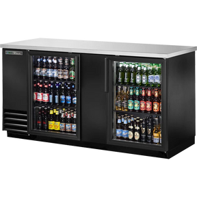 True TBB-3G-HC-LD 69 1/8" 2 Glass Door Back Bar Refrigerator